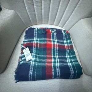 Plaid Fringe Scarf in Red, Green, and Blue